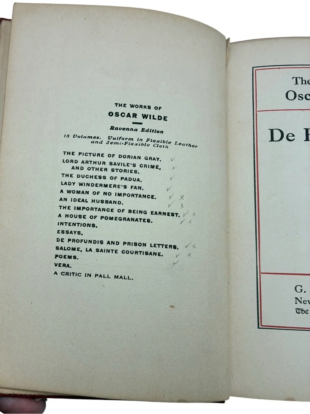 1909 De Profundis Oscar Wilde Ravenna Edition G.P. Putnam's Sons Antique Book
